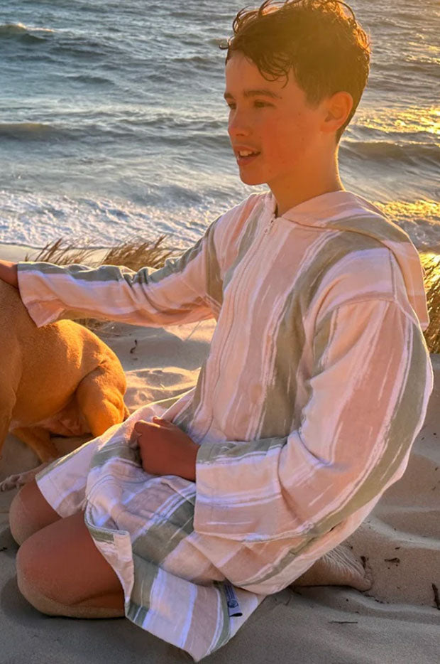 Kids Island Sand Hooded Towelling Robe 7-11Y