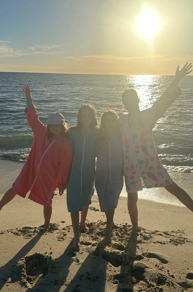 Kids Salty Peach Hooded Towelling Robe 7-11Y