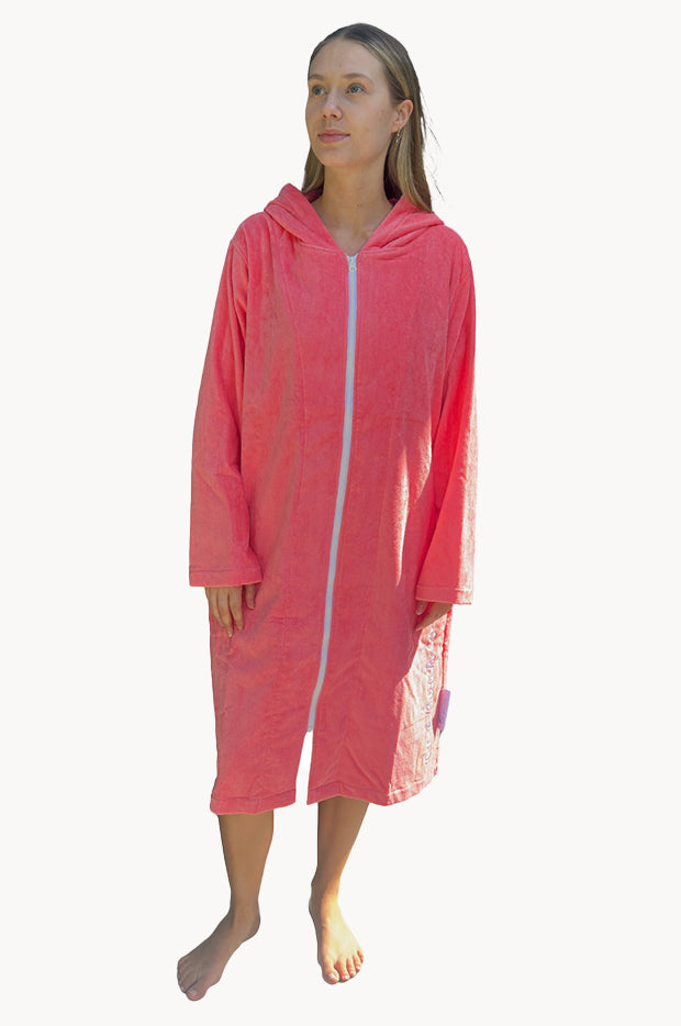 Kids Salty Peach Hooded Towelling Robe 7-11Y