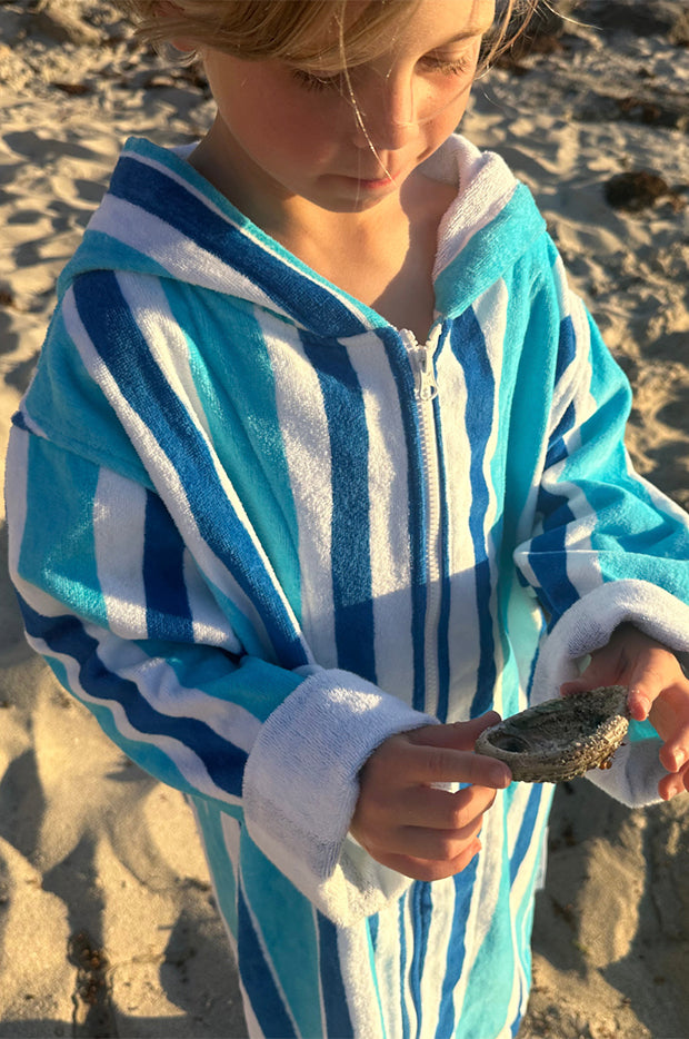 Kids Stripe Hooded Towelling Robe 5-7Y