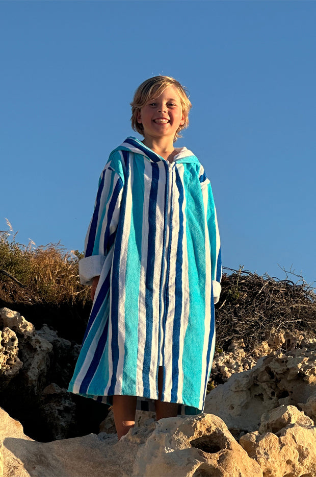 Kids Stripe Hooded Towelling Robe 7-11Y